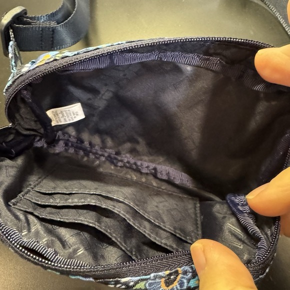 Vera Bradley Mini Belt Bag - Dreamer Paisley Black Background Blue Print Adjust - Picture 3 of 7
